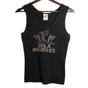 Le Best Vintage Y2K Isla Mujeres Black Tank Top XXL